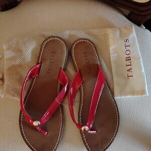 Talbot's Red Shell Flip Flops Size 8 New